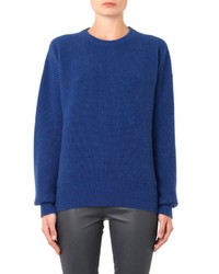 Freda Crew Neck Ribbed Knit Cashmere Sweater
