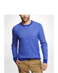 Express Plaited Cotton Crew Neck Sweater Blue X Small