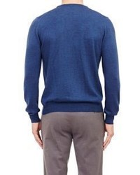 Barneys New York Fine Gauge Knit Sweater Blue