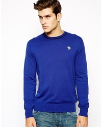 Paul Smith Jeans Crew Neck Sweater With Zebra Logo Blue