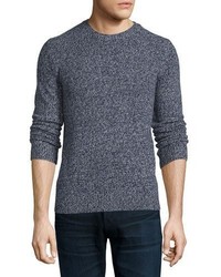 Theory Riland Gravels Marled Wool Blend Sweater Navy