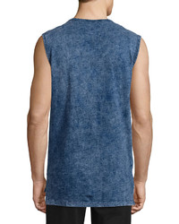 True Religion Russell Westbrook Collection Elongated Sleeveless Muscle T Shirt Indigo Mineral Water