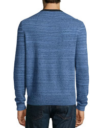 Neiman Marcus Space Dye Cashmere Crewneck Sweater Navy