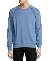 Burberry Stud Detail Cotton Blend Sweatshirt Light Blue