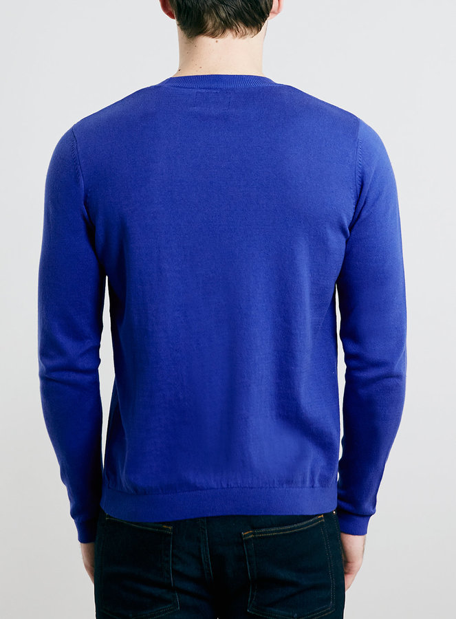 Topman Cobalt Blue Crew Neck Sweater, $30 | Topman | Lookastic.com