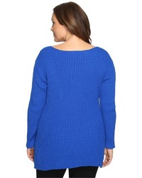 Vince Camuto Specialty Size Plus Size Long Sleeve Ribbed V Textured Sweater Sweater