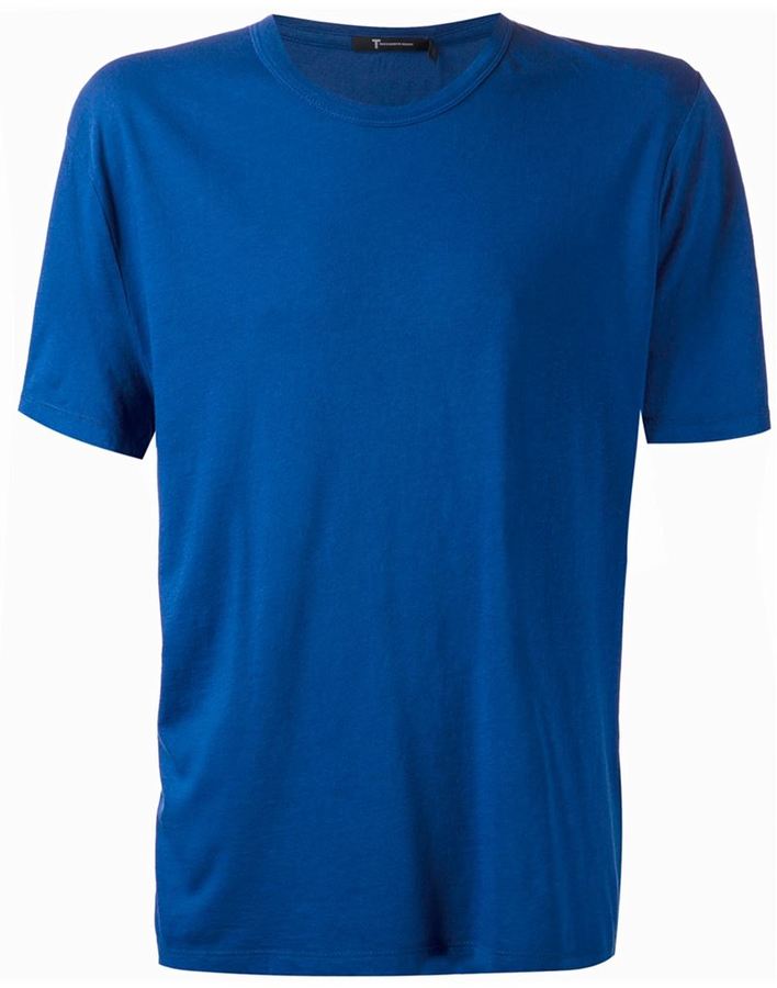 blue round neck shirt