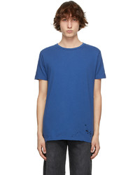 Ksubi Blue Distressed Seeing Lines T Shirt