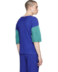 Homme Plissé Issey Miyake Blue Green Block T Shirt