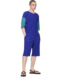 Homme Plissé Issey Miyake Blue Green Block T Shirt