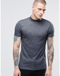 Asos Brand Muscle T Shirt With Turtleneck In Navy Marl