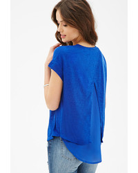 Forever 21 Contemporary Chiffon Paneled Knit Tee