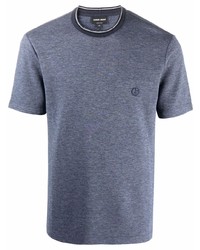 Giorgio Armani Embroidered Logo Stripe Trimmed T Shirt