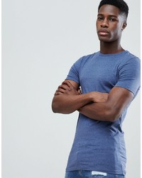 ASOS DESIGN Longline Muscle Fit T Shirt With Crew Neck In Blue