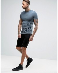 Asos Muscle Fit Crew Neck T Shirt In Blue