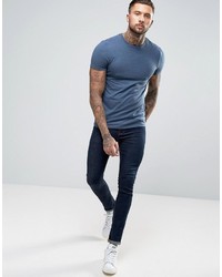Asos Muscle Fit Crew Neck T Shirt In Navy