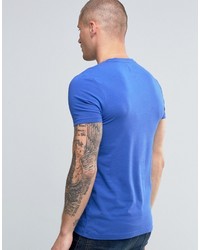 Asos Muscle T Shirt With Crew Neck In Blue