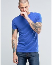 Asos Muscle T Shirt With Crew Neck In Blue