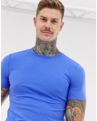 ASOS DESIGN Organic Muscle Fit T Shirt With Crew Neck In Blue