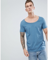 ASOS DESIGN T Shirt With Deep Scoop Neck In Blue