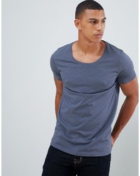 ASOS DESIGN T Shirt With Scoop Neck In Blue Indigo Marl