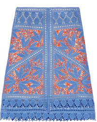 Tory Burch Whitney Crocheted Lace Skirt Blue