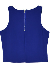 Choies Blue Basic Crop Vest With Zipper Back