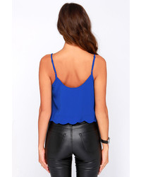 Lush Cant Stop Me Now Scalloped Blue Crop Top