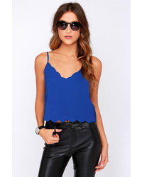 Lush Cant Stop Me Now Scalloped Blue Crop Top