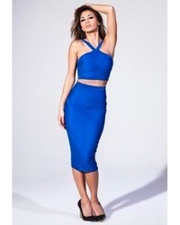 Missguided Panelled Crop Top In Cobalt Blue