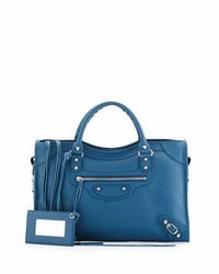 Balenciaga Classic City Calfskin Shoulder Bag Blue