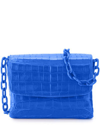 Nancy Gonzalez Crocodile Triple Gusset Mini Crossbody Bag Blue Matte