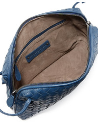Bottega Veneta Intrecciato Small Zip Crossbody Bag Cobalt Blue