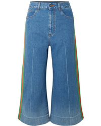 Gucci Cropped High Rise Wide Leg Jeans