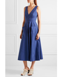 Saloni Zoe Cutout Cotton Blend Dress Bright Blue