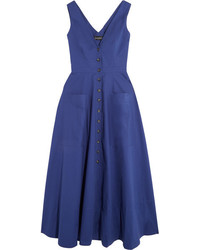Saloni Zoe Cutout Cotton Blend Dress Bright Blue