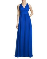 Blue Cutout Evening Dress