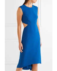 Halston Heritage Cutout Crepe Midi Dress Blue