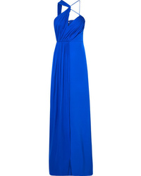 Blue Cutout Silk Evening Dress