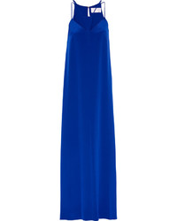 Blue Cutout Silk Maxi Dress