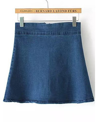Blue Denim A-Line Skirt