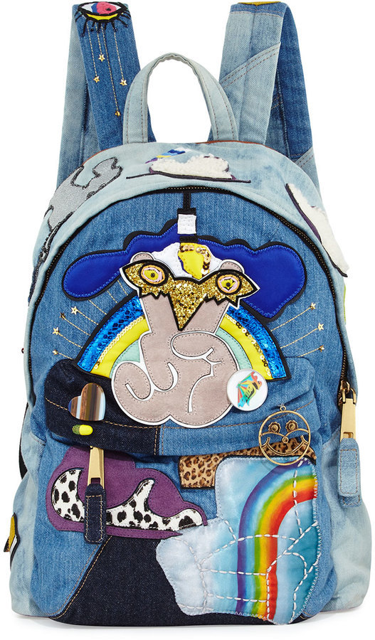 Jean backpack with clearance patches