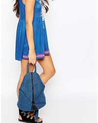 Asos Collection Front Zip Backpack With Dog Clip And Tassel