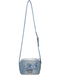 Valentino Blue Denim Embroidered Rockstud Camera Bag