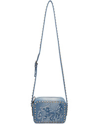 Valentino Blue Denim Embroidered Rockstud Camera Bag