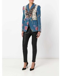 Roberto Cavalli Floral Patch Fitted Jacket