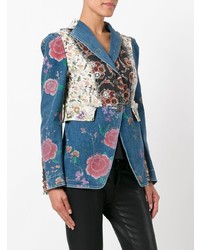 Roberto Cavalli Floral Patch Fitted Jacket
