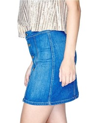 GUESS Button Denim Miniskirt In Trading Post Wash