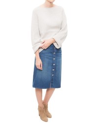 Mother Denim High Waisted Button Midi Skirt