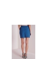 Missguided Button Through Denim Skirt Pretty Blue